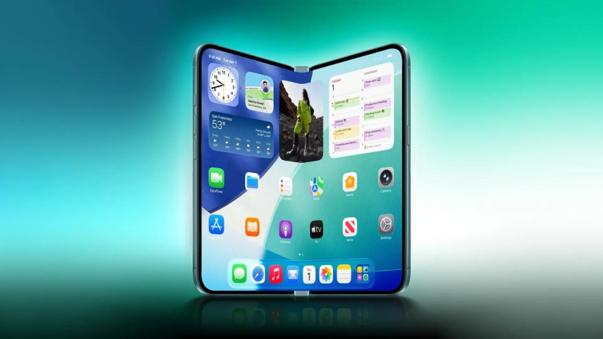 Apple iPhone Fold expected 2026 launch showing foldable book style design with large OLED display premium build and flagship features