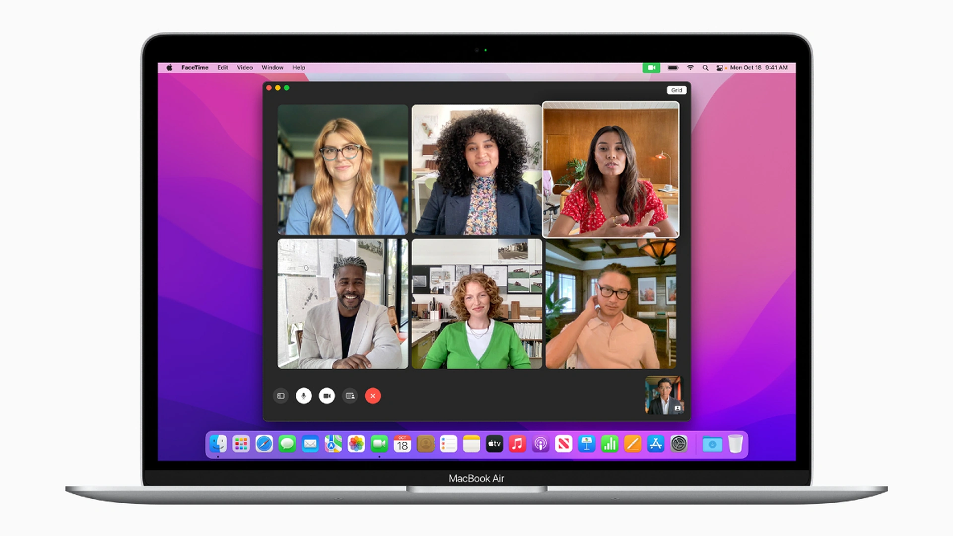Apple MacBook Air 2026 displaying a FaceTime video call interface with multiple participants, representing performance, display quality, and everyday productivity for users in India