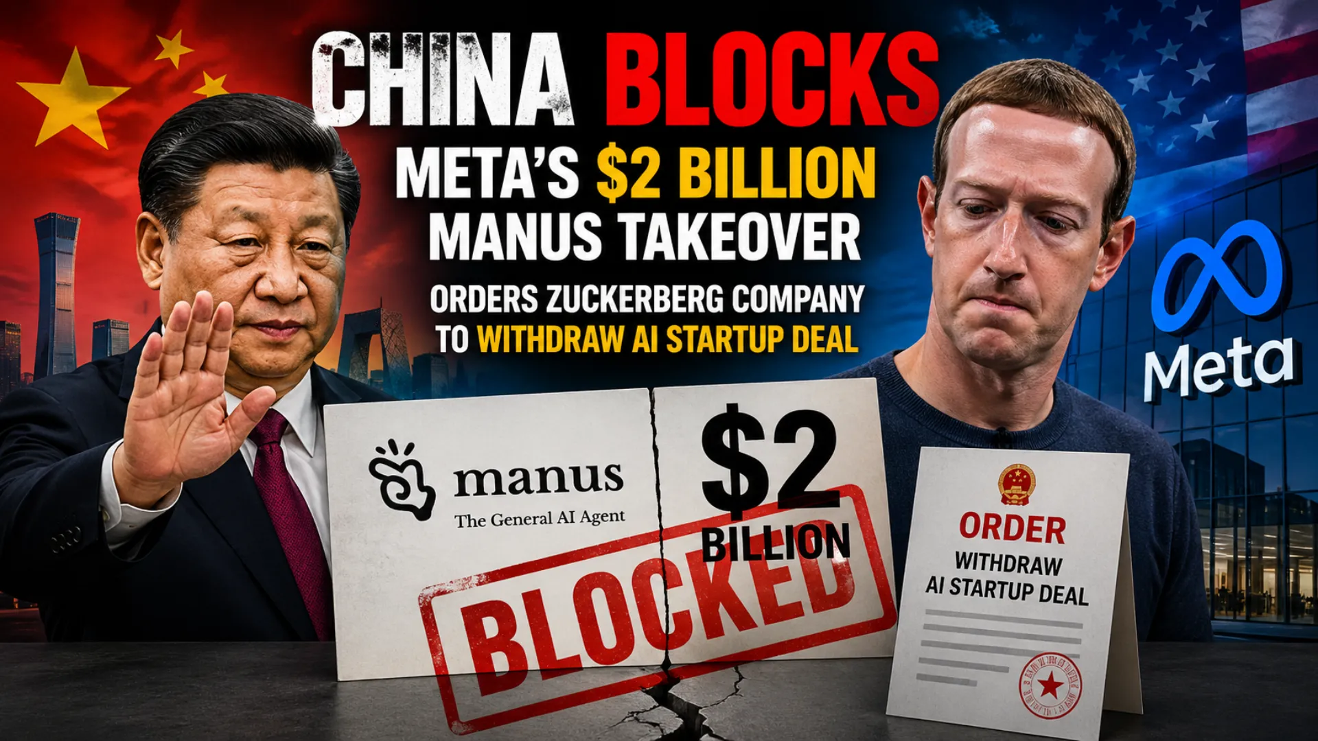 China blocks Meta $2 billion acquisition of AI startup Manus amid stricter Beijing rules on US investment in domestic technology companies