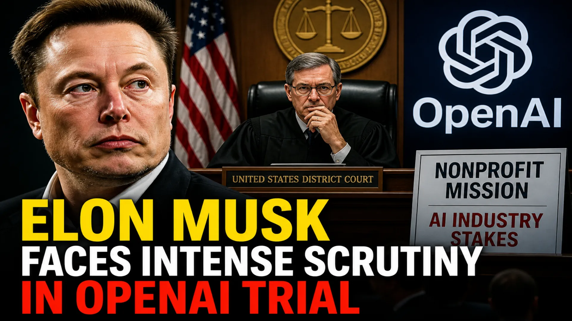 Elon Musk testifies in a U.S. federal courtroom during a trial examining whether OpenAI shifted from its original nonprofit mission to a for-profit model.