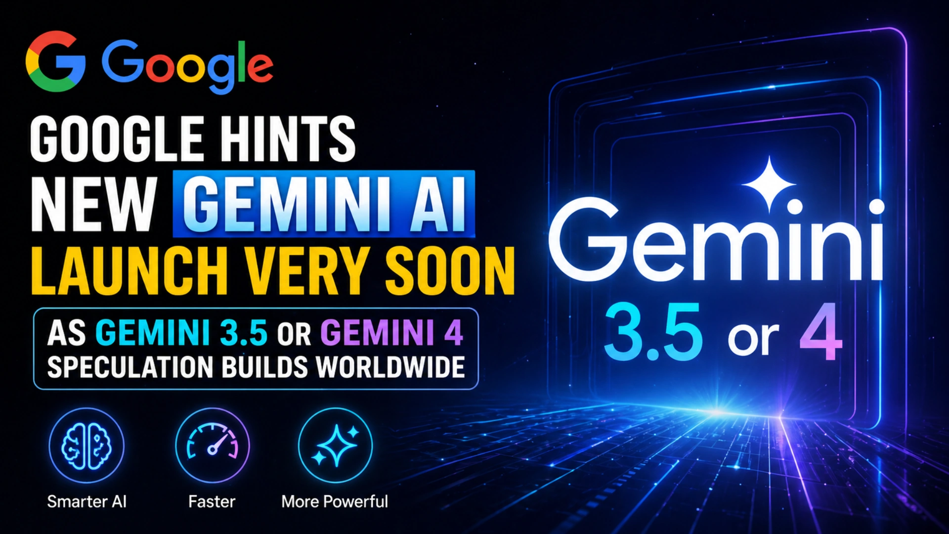 Google Gemini AI logo with futuristic cloud infrastructure and next generation model launch concept showing Gemini 3.5 or Gemini 4 competition race