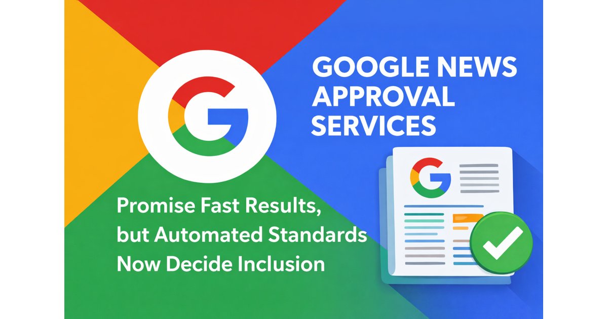 Google News automated approval system evaluating publisher content quality, technical standards, and Discover eligibility in 2026