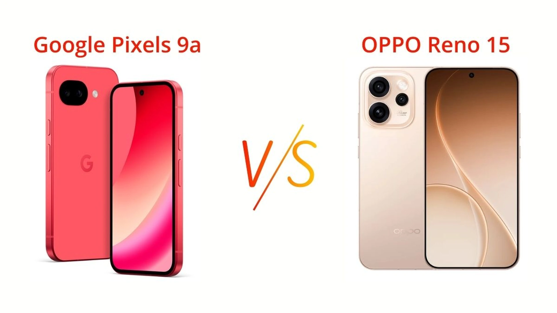 Google Pixel 10a vs OPPO Reno 15 smartphone comparison under Rs 50,000 showing design, display, camera setup, and key feature differences including Tensor G4 and Snapdragon 7 Gen 4 performance.