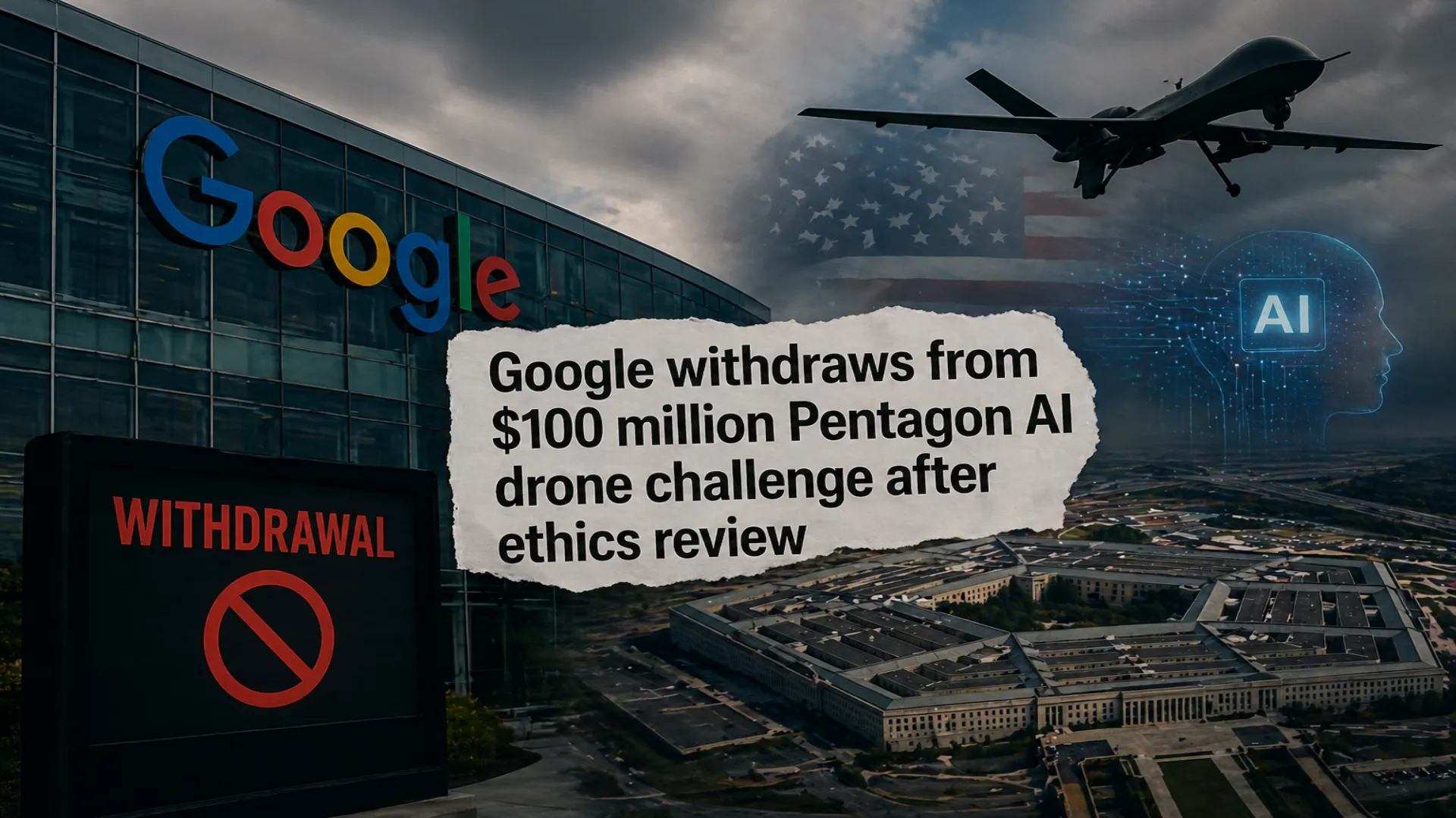 Google withdraws from Pentagon $100 million AI drone swarm challenge after ethics review over military use of artificial intelligence