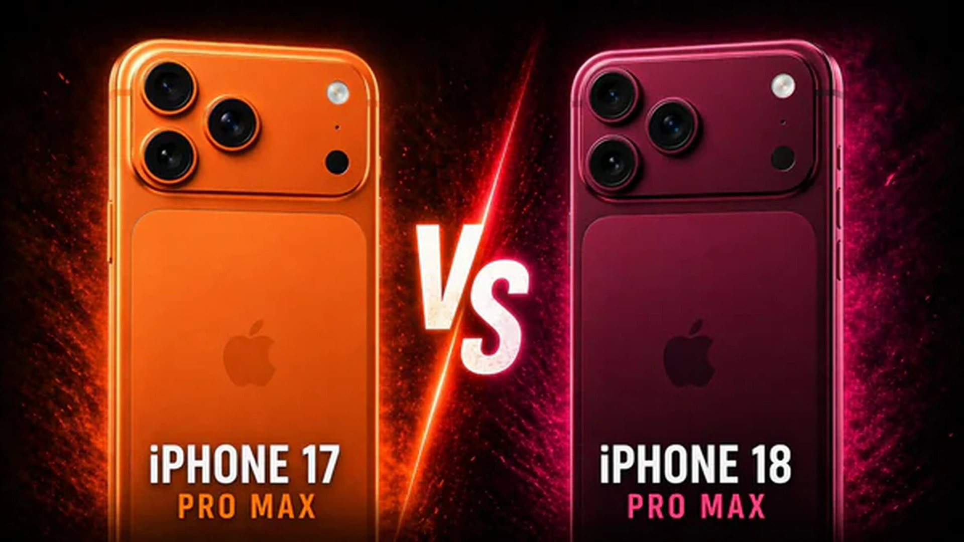 Apple iPhone 18 Pro Max in Deep Red finish showing triple camera design with expected A20 Pro chip, bigger battery and camera upgrades ahead of September 2026 launch