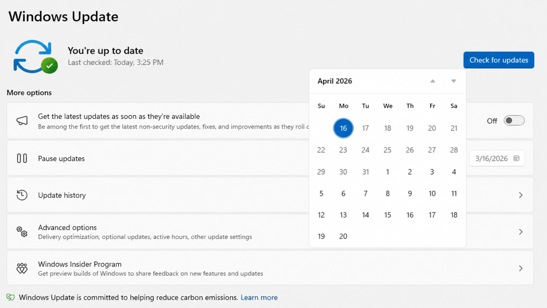 Microsoft Windows 11 update settings showing unlimited pause option, restart controls, and improved user update management interface