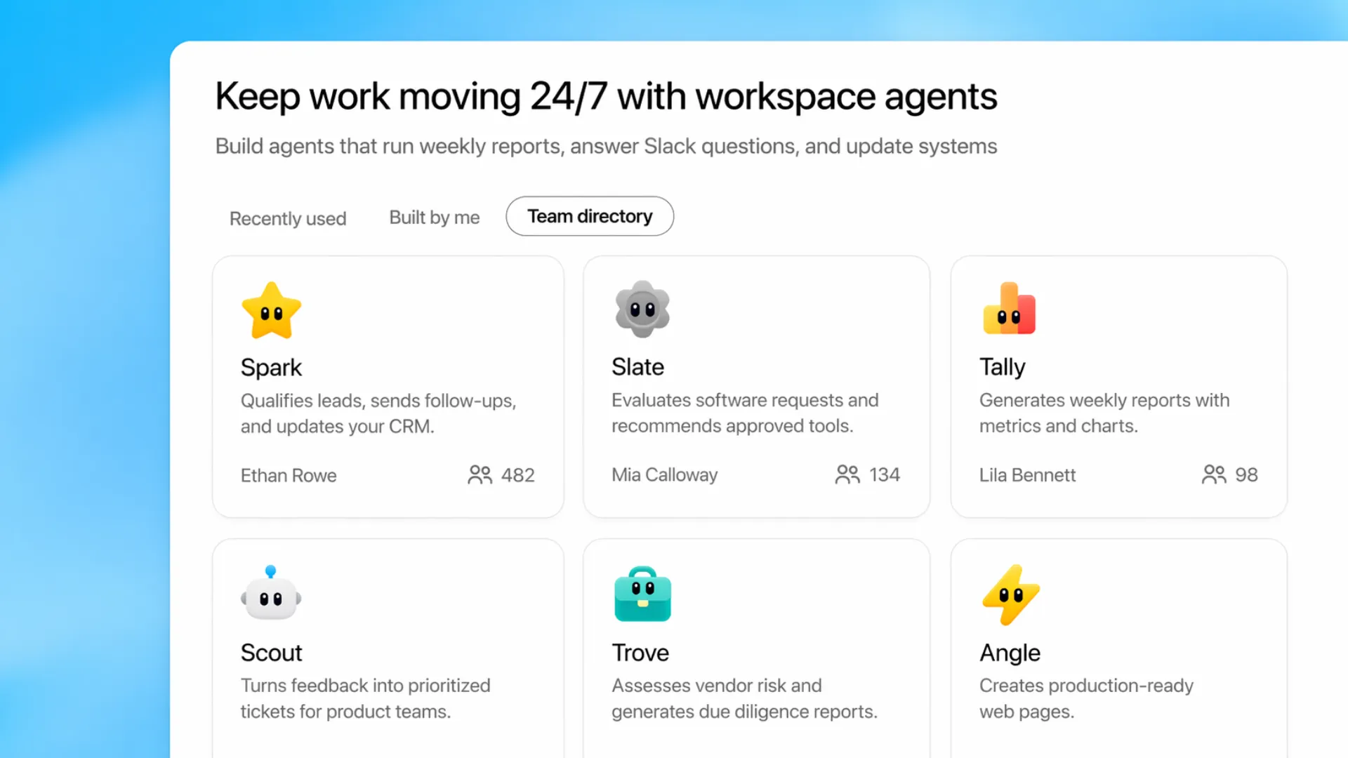 OpenAI ChatGPT workspace agents dashboard for teams and businesses managing reports coding workflows and enterprise tasks
