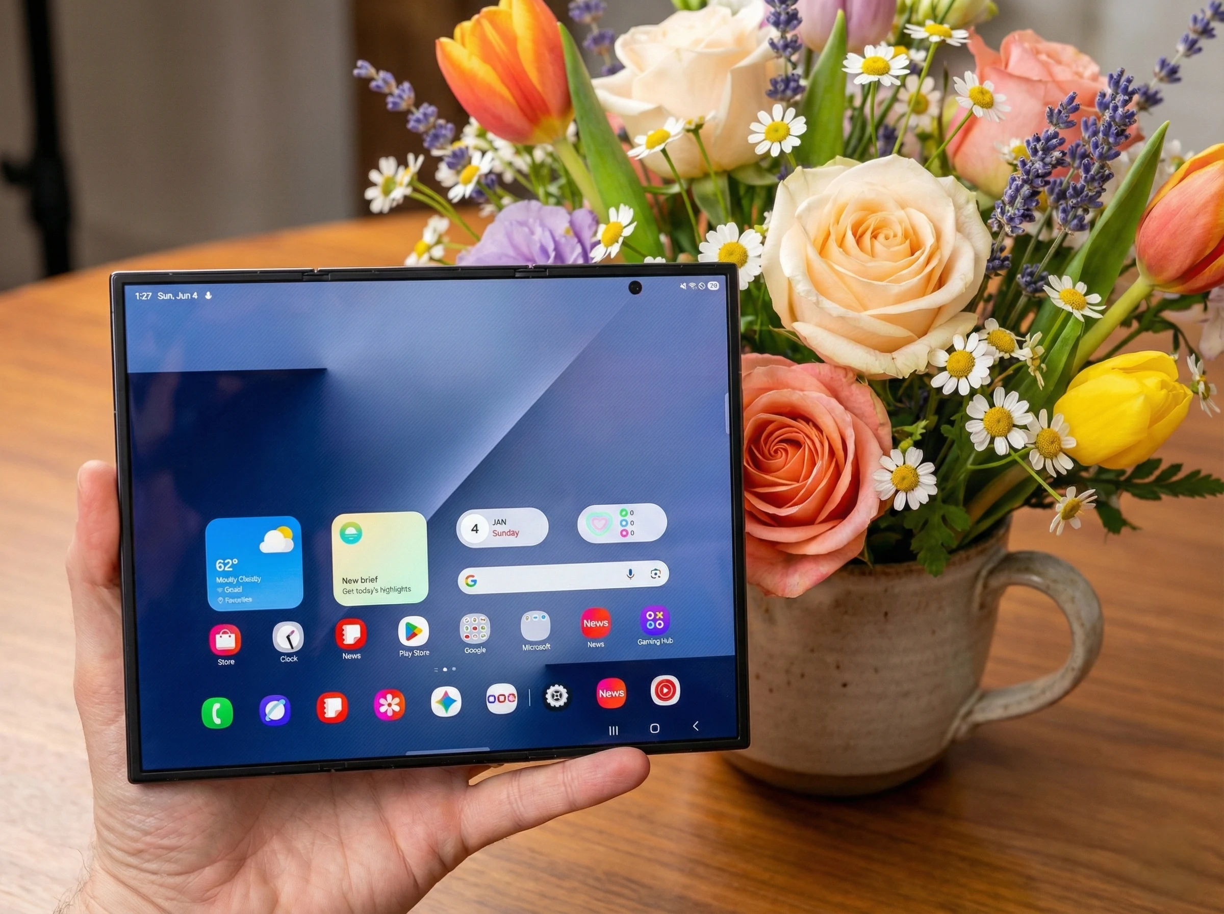 Samsung showcasing its near crease-free foldable OLED display at CES 2026 in Las Vegas