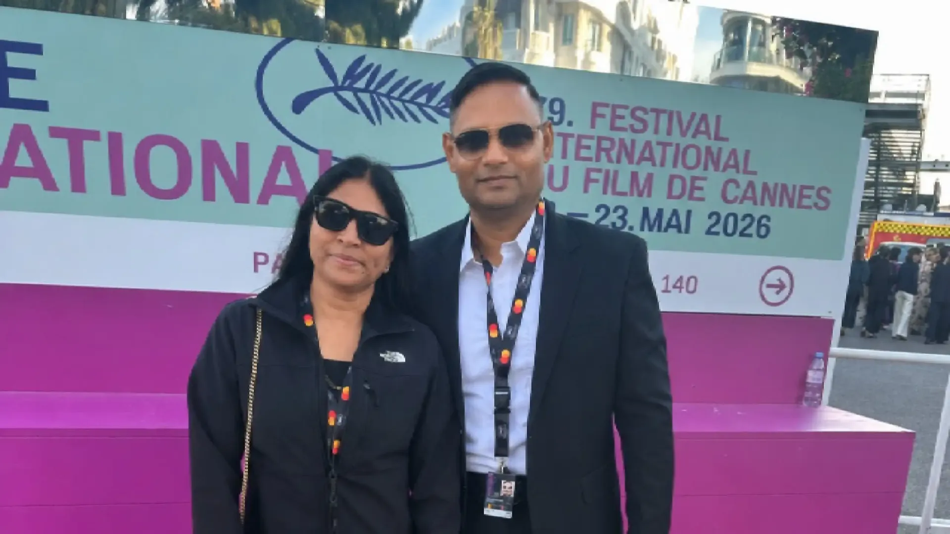 Indian origin film producer Sandip Patel at the 79th Cannes Film Festival 2026 promoting Hollywood feature Holy Father starring Eric Roberts under his banner SRHP Films