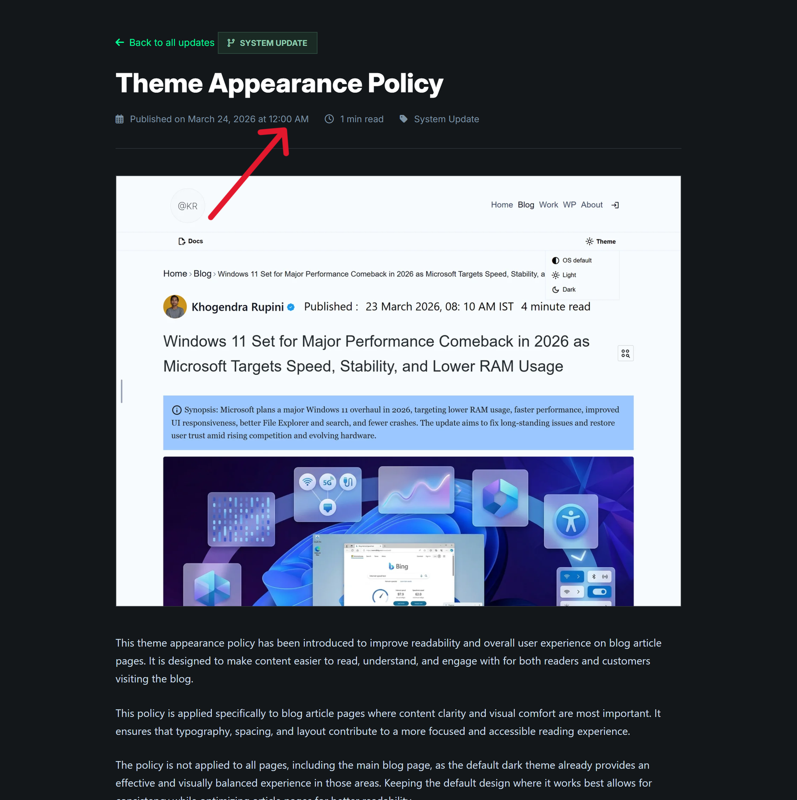 Temporary time display issue showing 12:00 AM on articles page with correct date and ongoing fix = Khogendra Rupini