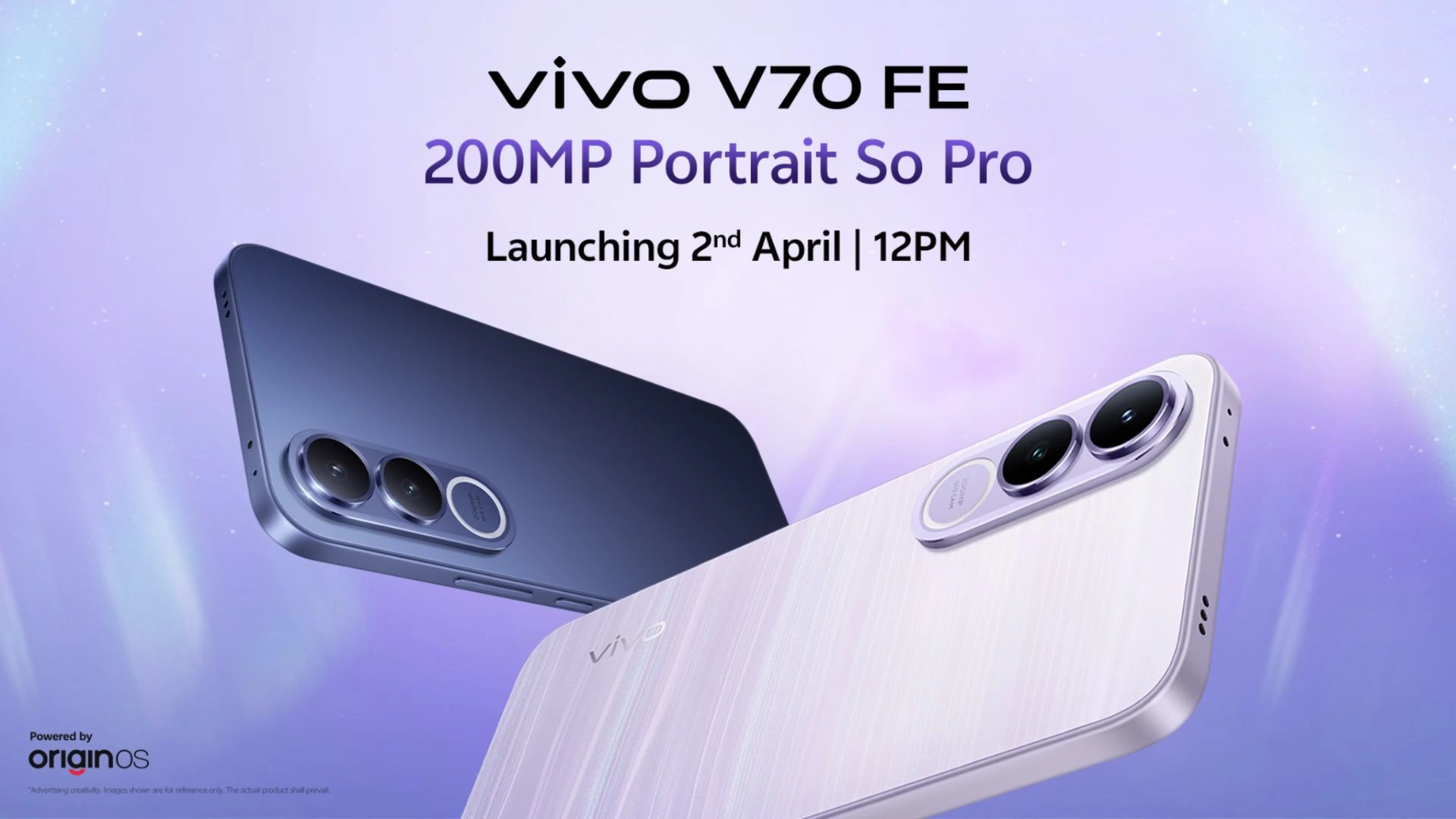 Vivo V70 FE smartphone showcasing 200MP camera and 7000mAh battery ahead of April 2 India launch with premium design and colour options
