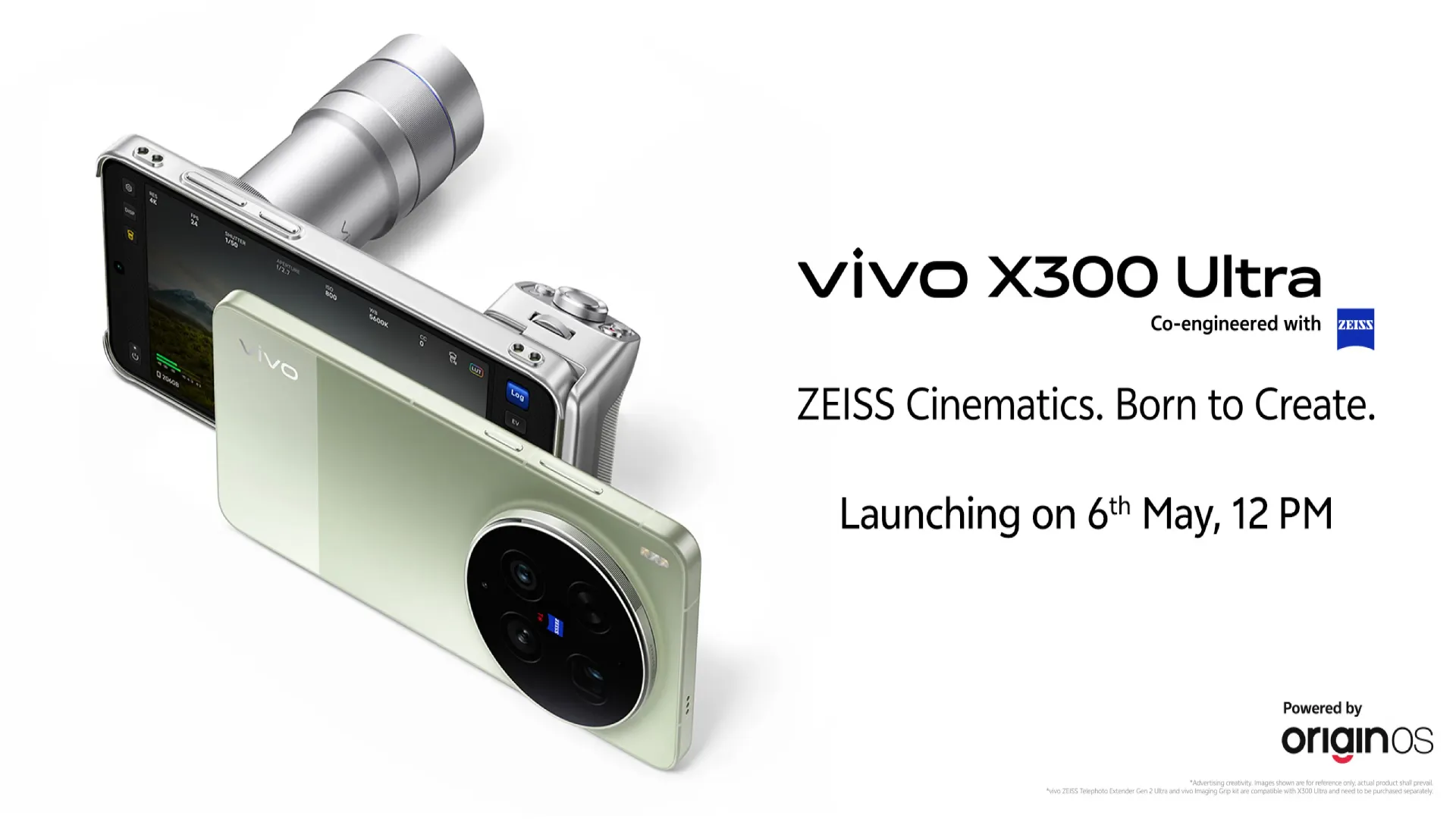 vivo X300 Ultra smartphone teaser showing ZEISS camera system, creator focused imaging features, 400 mm zoom kit and May 6 launch announcement
